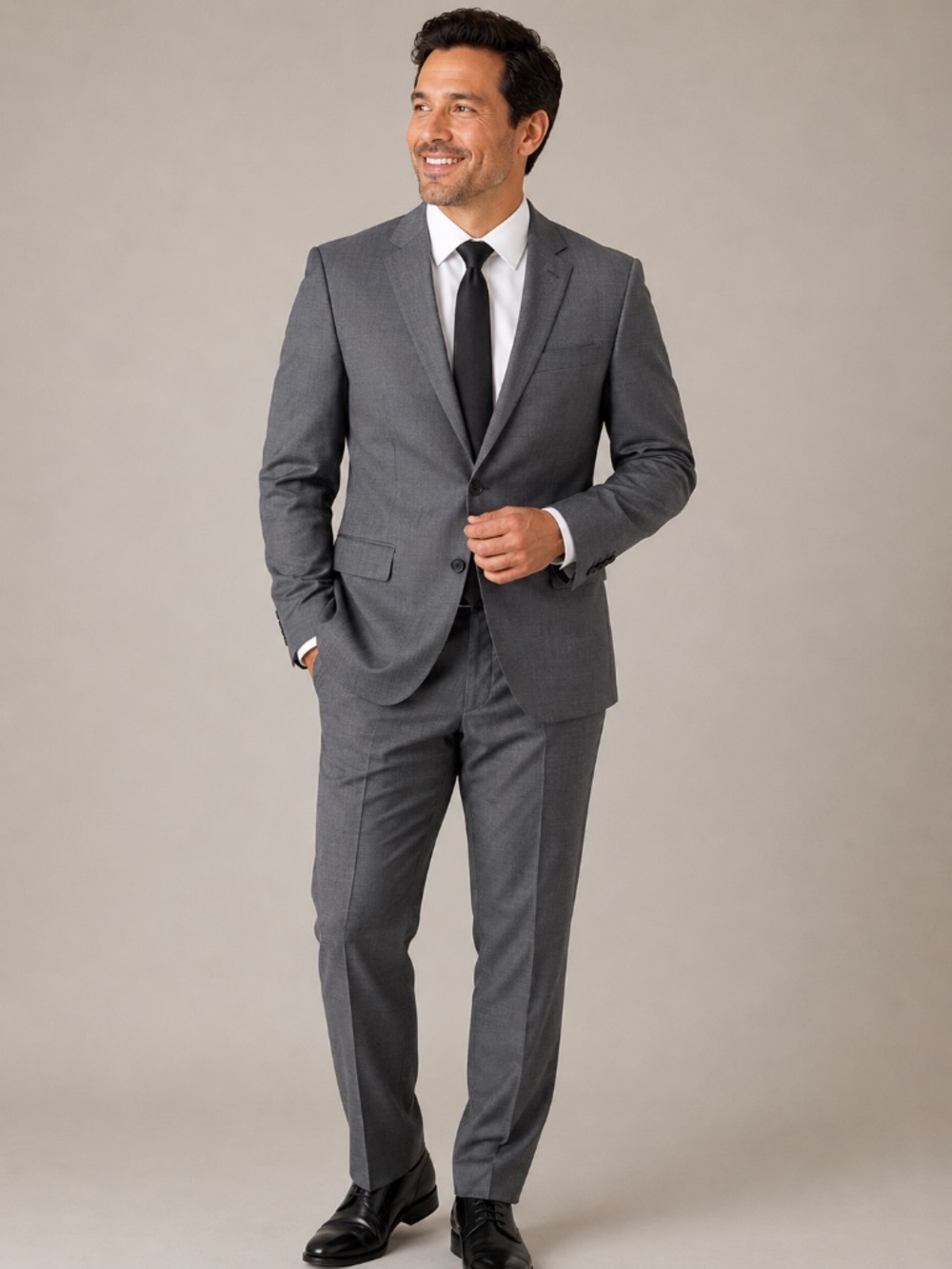 Michael Strahan Gray Suit 46R Jacket 38x30 Pants Wool Blend Stretch Tailored Sui